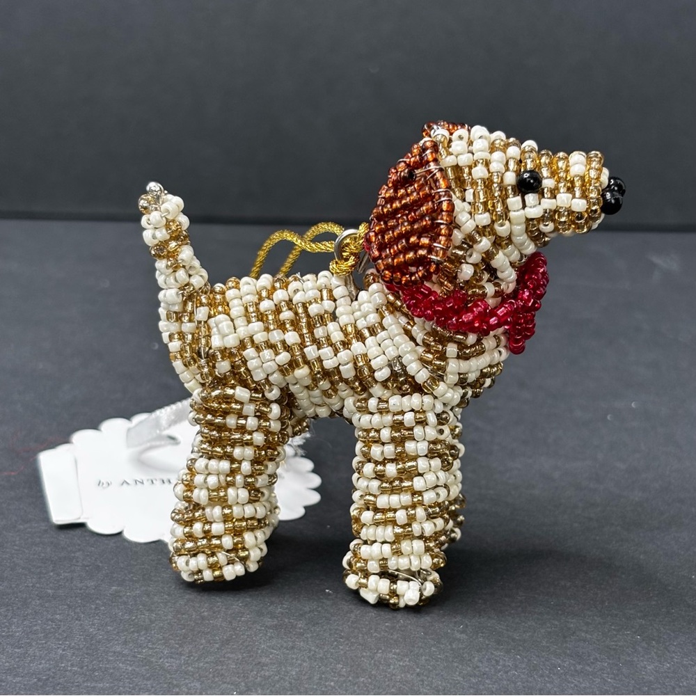 NWT ANTHROPOLOGIE Beaded Dog Ornament DOODLE - Picture 6 of 10